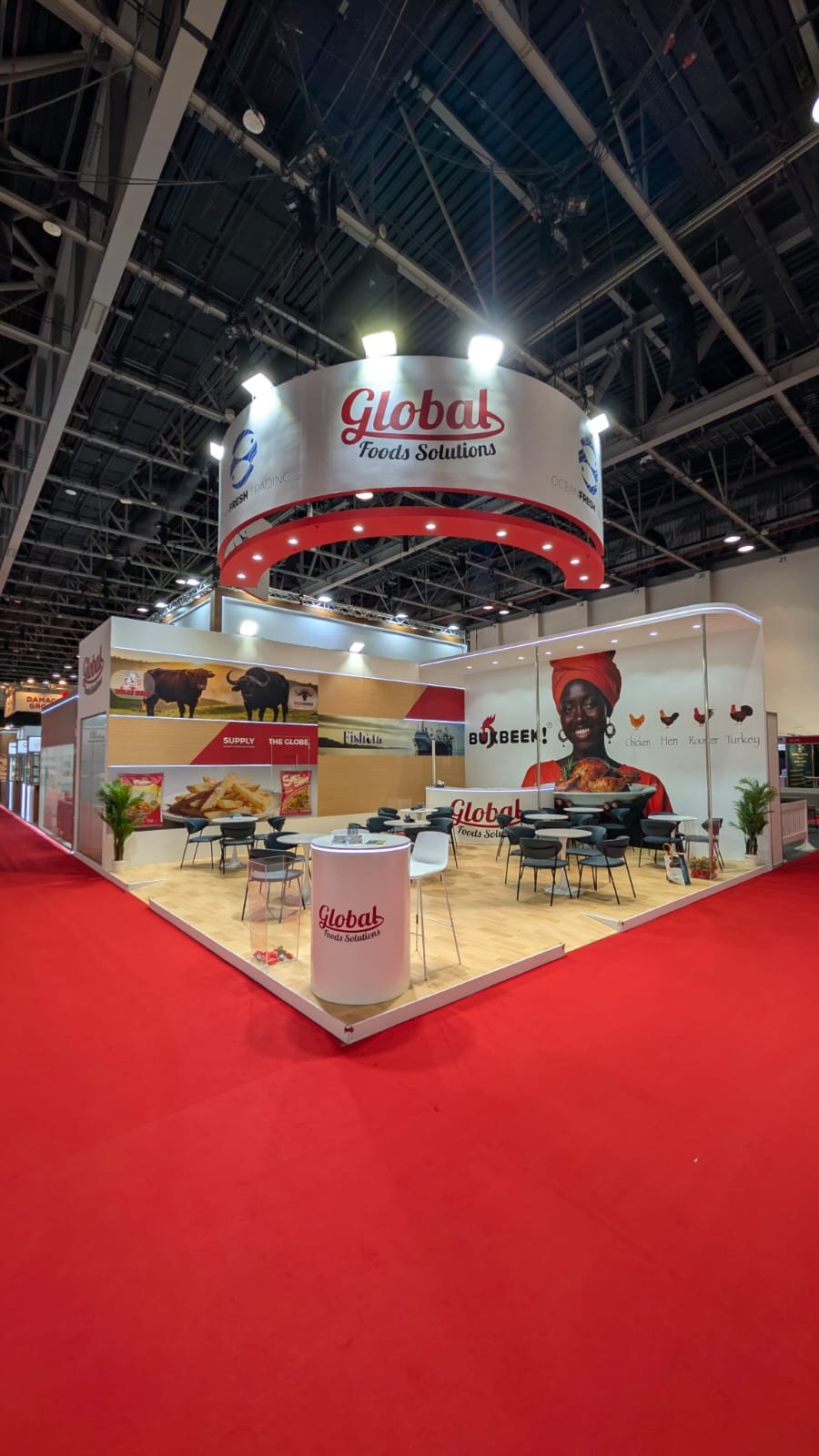 Global Foods Solutions Suspended Halo Pavilion at Gulfood by Infinity Exhibit